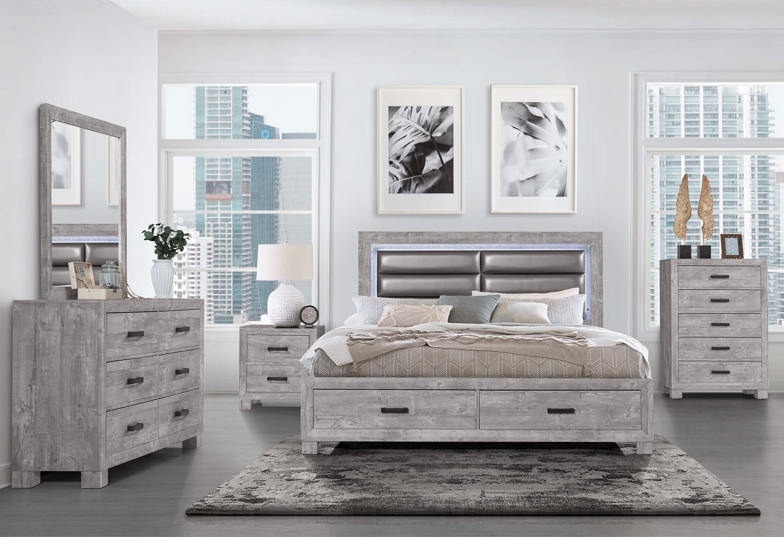 NOLAN GREY KING BED STORAGE FOOTBOARD