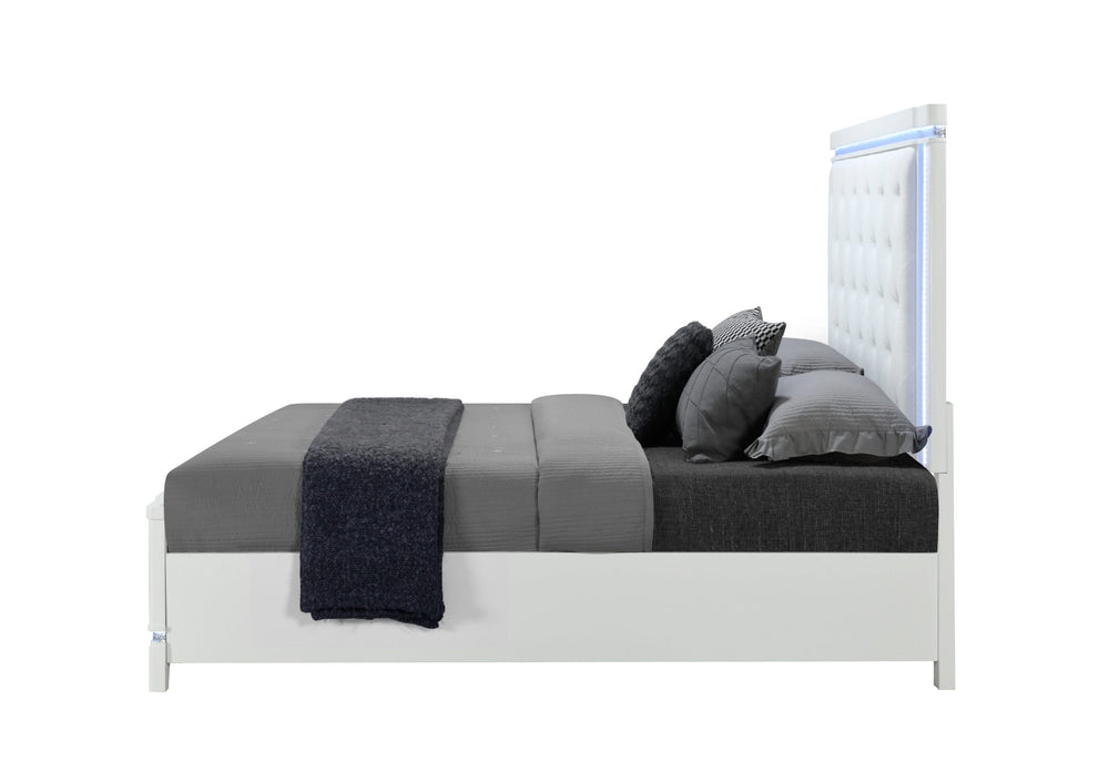 CAMA QUEEN ALINA BLANCA CON LED
