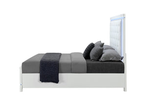 CAMA QUEEN ALINA BLANCA CON LED