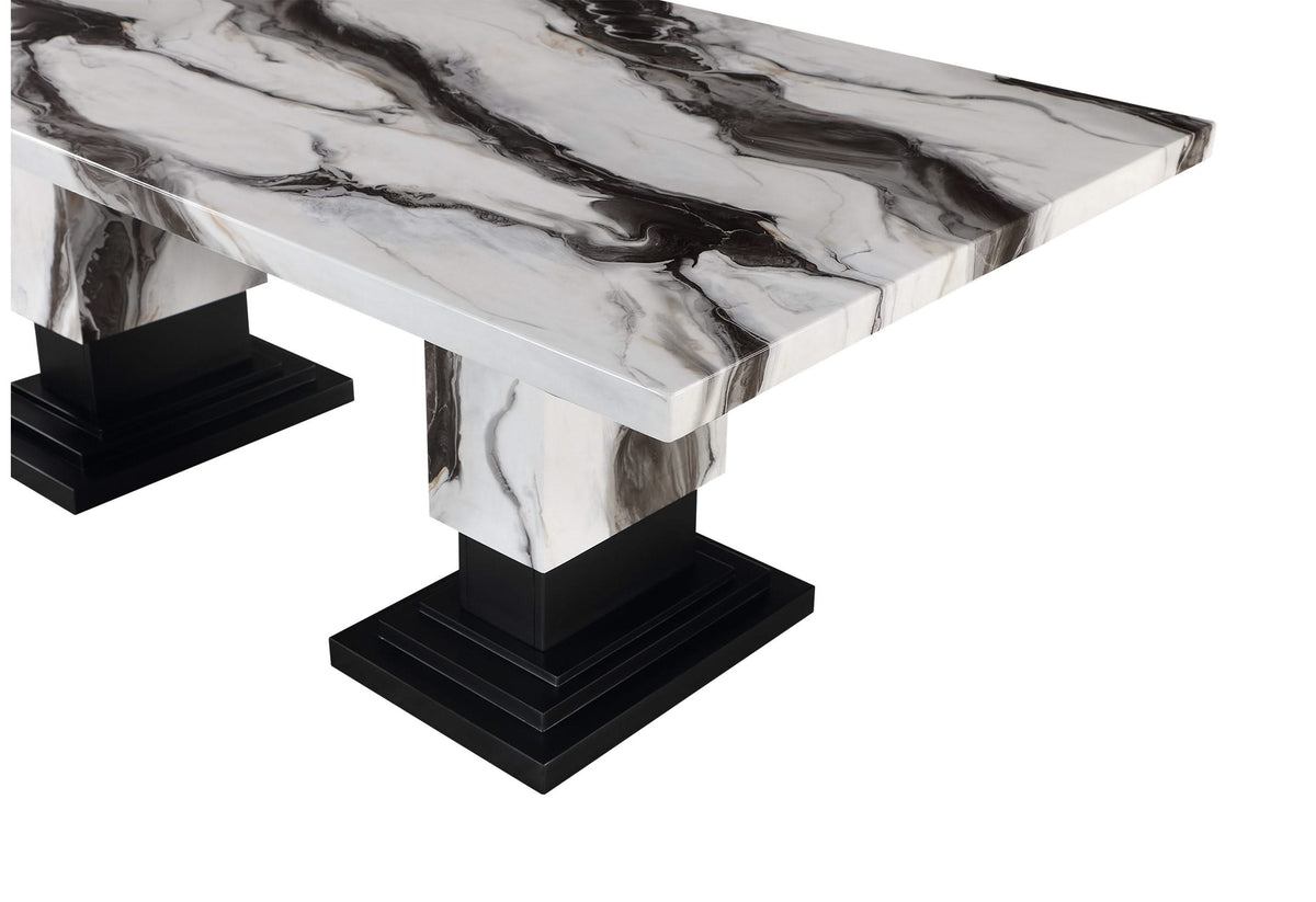 MESA DE COMEDOR D12 TAPA BLANCA/NEGRA