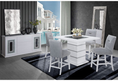 MONACO WHITE BAR TABLE + MONACO 4 Chairs Set