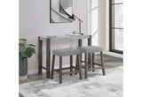 D1523 GREY CONSOLE SOFA TABLE AND 2 STOOLS