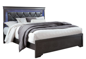 CAMA QUEEN POMPEI GRIS METALIZADO CON LED