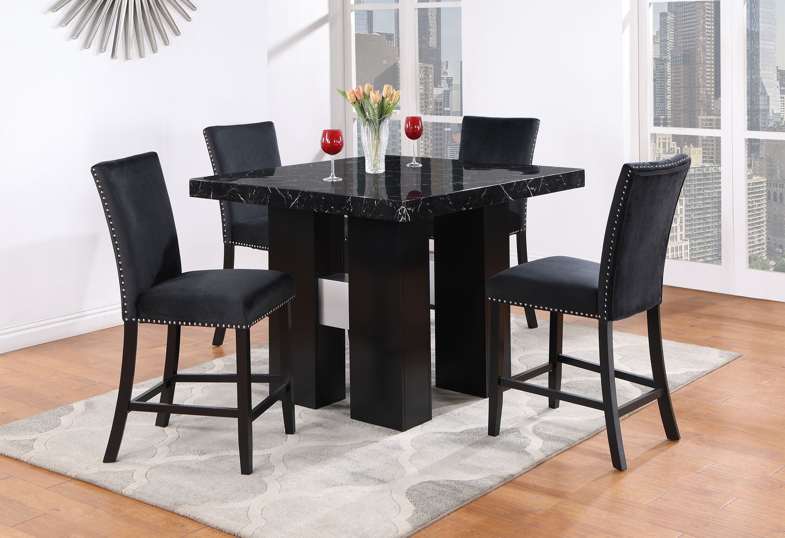 D04 BLACK VELVET BAR STOOL