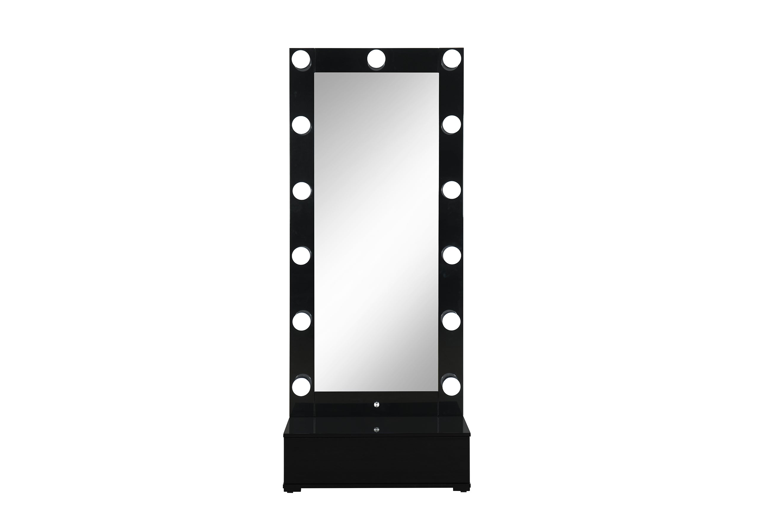 ELLA BLACK NARROW TALL MIRROR WITH DRAWER AND SPEAKER