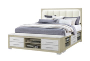 EMMA NATURAL/WHITE KING BED WITH LED AND USB