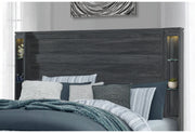 CYPRESS DARK GREY KING BED HEADBOARD, FOOTBOARD AND SLATS
