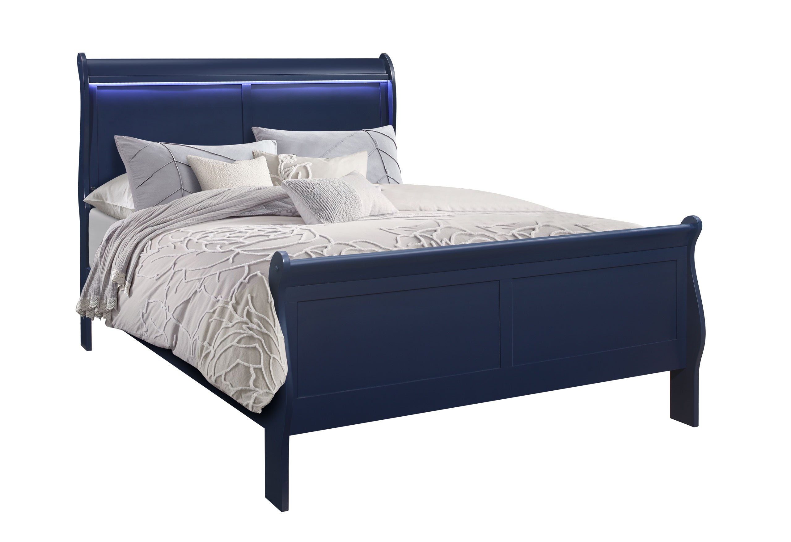 CHARLIE BLUE FULL BED WITH LED
