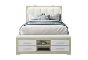 CAMA QUEEN MADISON/EMMA NATURAL/BLANCA, CÓMODA, ESPEJO Y CAJÓN