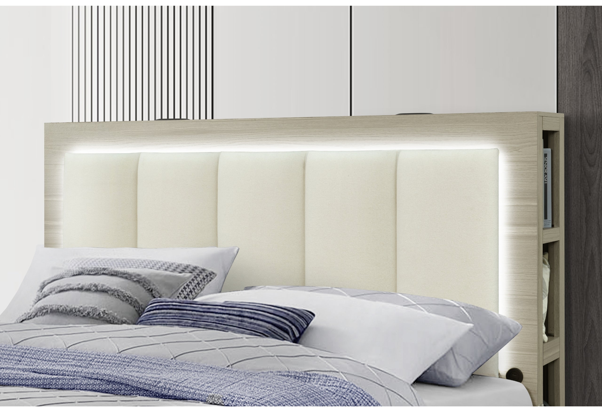 MADISON/EMMA NATURAL/WHITE QUEEN BED GROUP