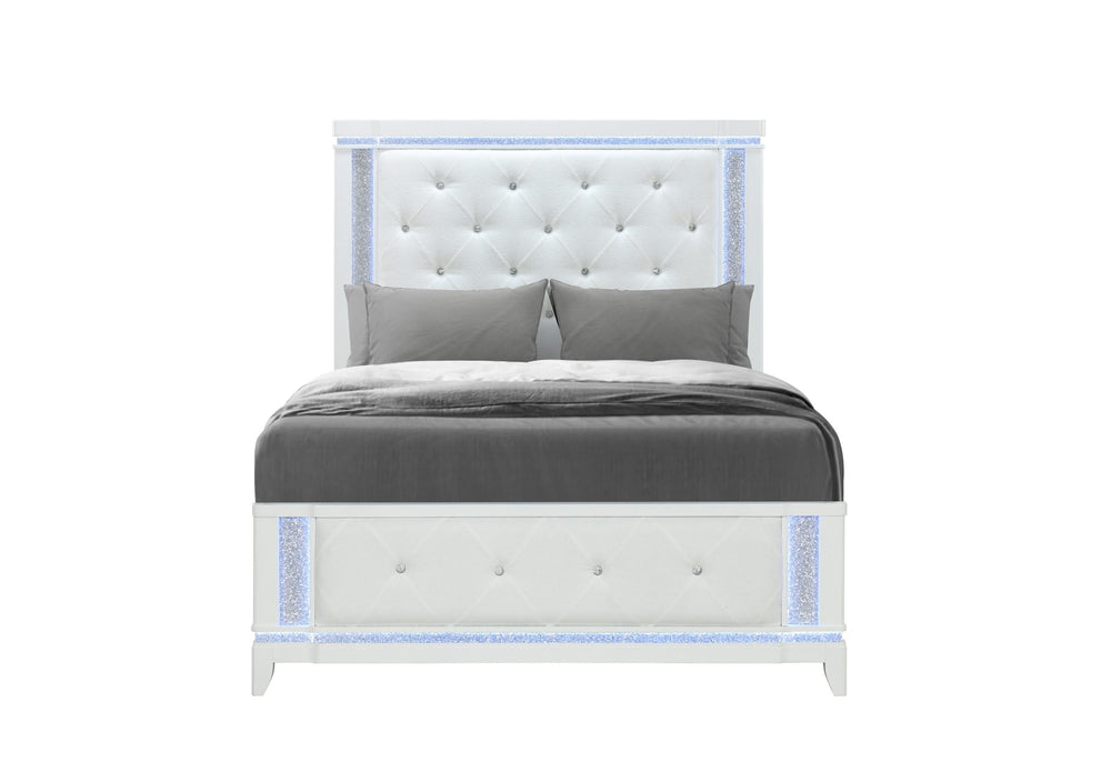 ALINA WHITE QUEEN BED  LED 5pc SET