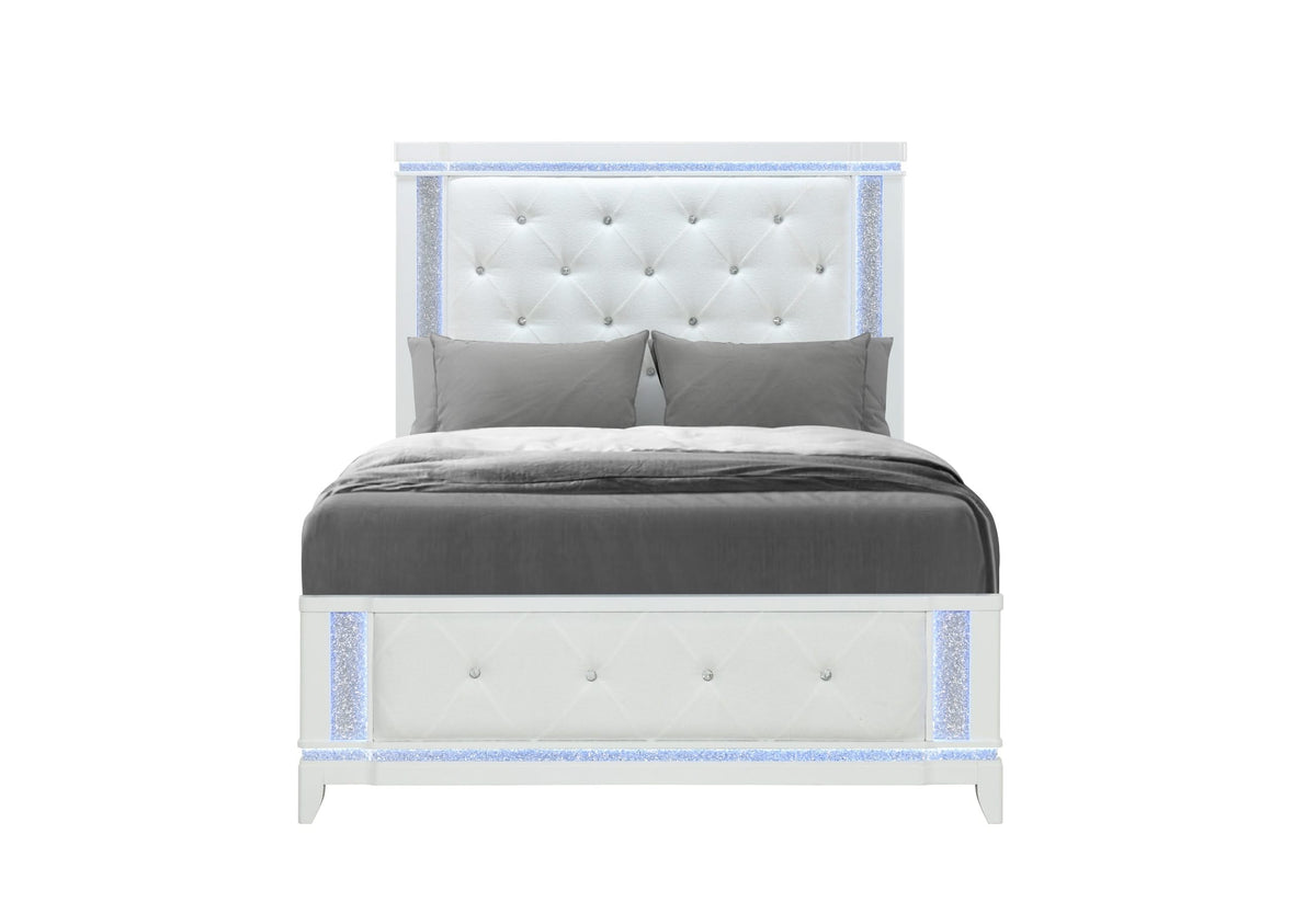 ALINA WHITE QUEEN BED  LED 5pc SET