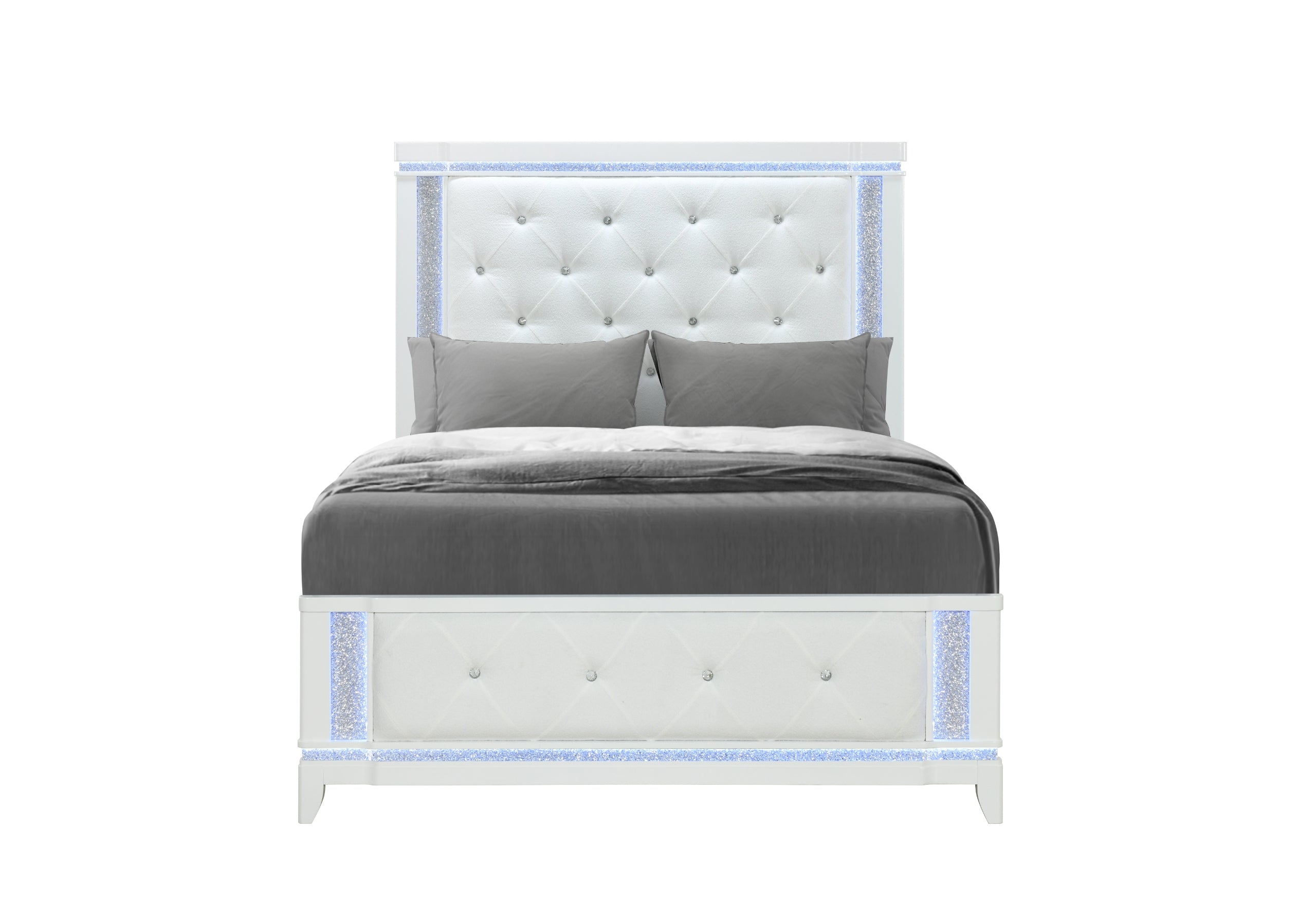 ALINA WHITE QUEEN BED FOOTBOARD LED 5pc SET