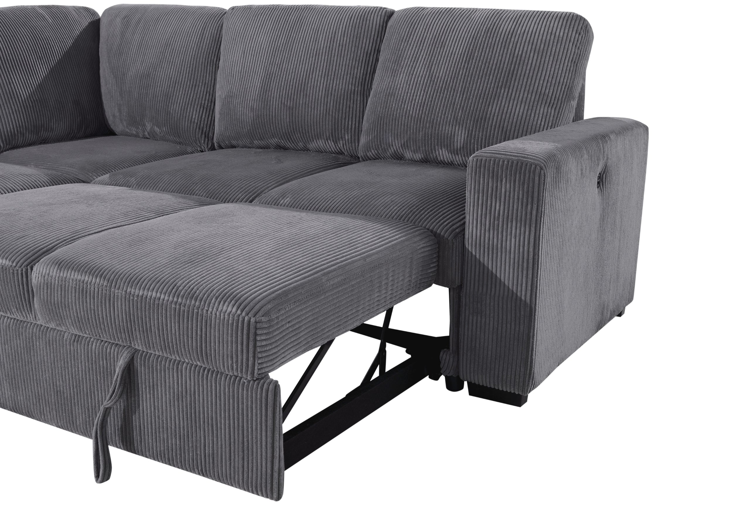 U2660 GREY SECTIONAL W/O CHAISE AND W/ PULLOUT