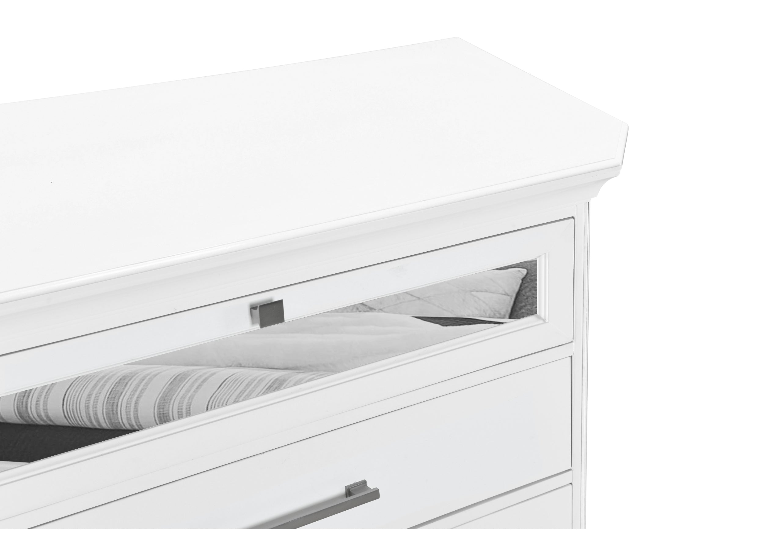MARCO METALLIC WHITE QUEEN BED, DRESSER, MIRROR AND NIGHTSTAND
