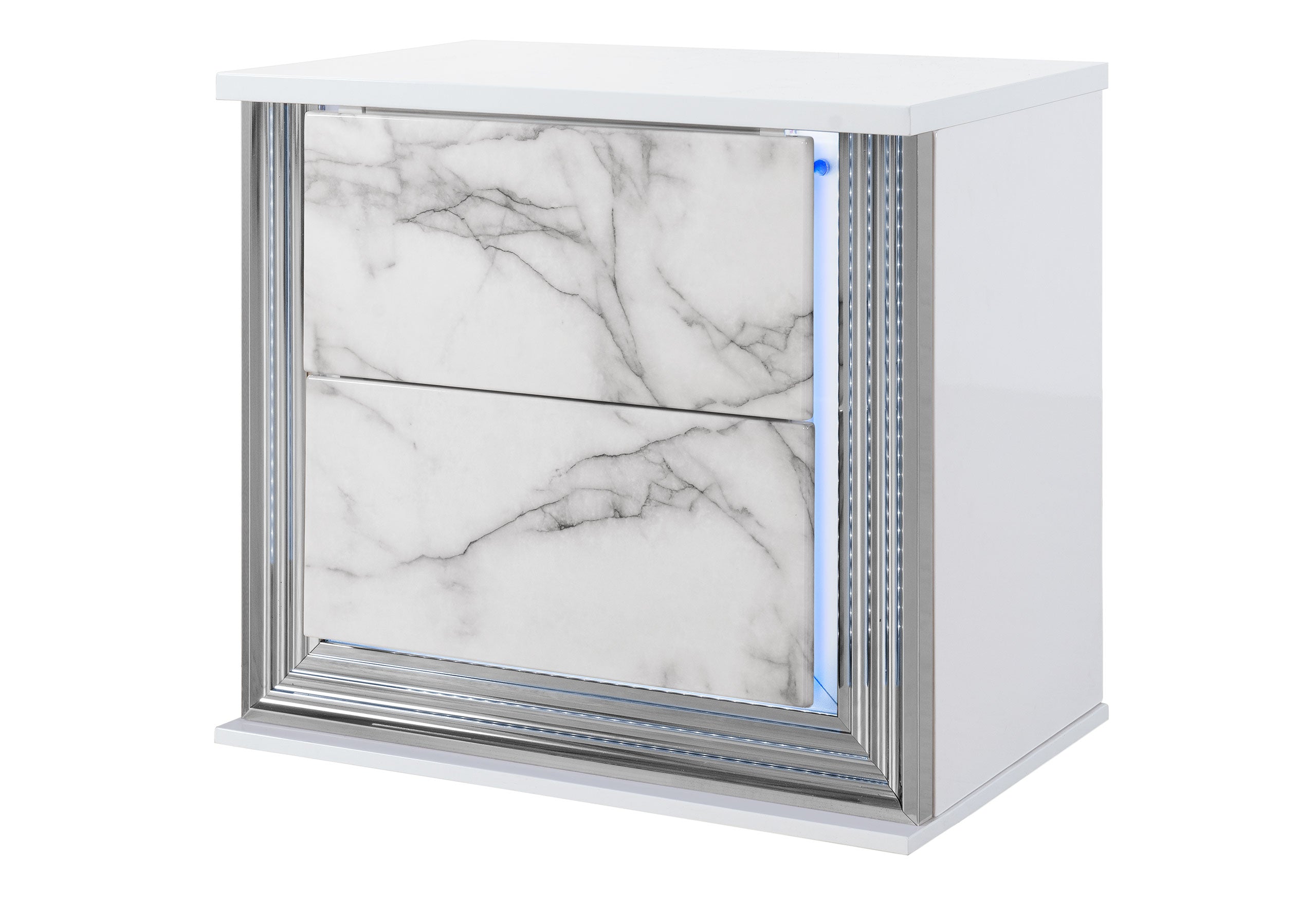 YLIME WHITE MARBLE NIGHTSTAND WITH LED