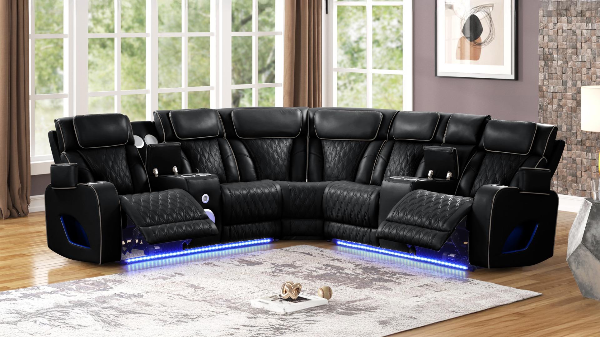 Massager sectional with LED's and Recliners